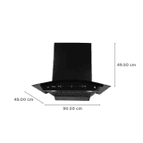 hindware Chromia 90cm | 1200m3 hr  | Ducted Auto Clean Wall Mounted Chimney Touch Control | Black