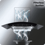 hindware Chromia 90cm | 1200m3 hr  | Ducted Auto Clean Wall Mounted Chimney Touch Control | Black