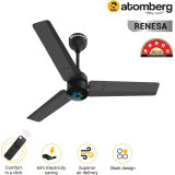 Atomberg Renesa Ceiling Fan |  900 mm BLDC Ceiling Fan with Remote Control | LED Indicators |Midnight Black | FG0382