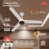 Impex Bldc Ceiling Fan 1200 Mm Atom 28 | 5 stars | Rated Ceiling Fans  Remote Control |  High Speed Fan Having | Matte White