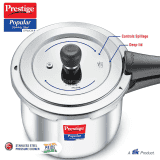 Prestige Popular Svachh Pressure Cooker | 3 L | Outer Lid | Spillage Control Stainless Steel | Silver | 20172
