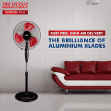 usha Colossus Pedestal Fan | Rust Free Aluminium Blade | 400mm | Red