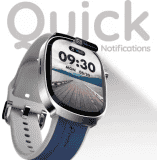 Pebble | Axis 1.96  Amoled Display | Quick Notification |  AOD BT Calling Rotating Crown | Smartwatch | Jet Blue | Strap Free Size