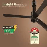 V-Guard INSIGHT-G Ceiling Fan | 1200 mm | BLDC Motor | Remote Control | Choco Brown Glossy