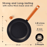 Wonderchef Caesar Forged Virgin Aluminium Fry Pan | 24 cm | Black