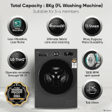 LG Fully Automatic Front Load Washing Machine | 8 kg | In-built Heater | Grey Black | FHB1208Z4M