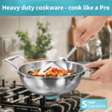 Hawkins Pro Deep-Fry Pan | Kadhai | Lid 2.5 L | Triply Induction Bottom |  Stainless Steel