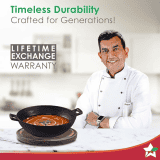 WONDERCHEF Forza Cast-Iron Kadhai  3.35L  | 30 cm | Pre-Seasoned Cookware Induction Friendly