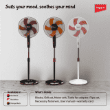 Impex Impulse Table pedestal fan | 400 mm | 2 in 1 convertible | Orange Black