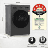 LG Fully Automatic Front Load Washing Machine | 8 kg | In-built Heater | Grey Black | FHB1208Z4M