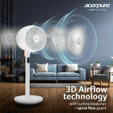 Acerpure Cozy F2 Air Circulator Pedestal Fan | Energy efficient and Whisper Quiet Large Room | White