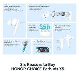 Honor Choice X5 Earbuds | 30dB ANC | Bluetooth 5.3 | White