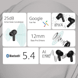 Redmi Buds 5A True Wireless Earbuds | ANC | AI Powered ENC | V5.4  | Black