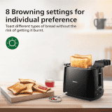 Philips Daily Collection 2 Slice Pop Up Toaster | Integrated Bun Rack | 600 W | Black | HD2583/90