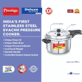 Prestige Deluxe Alpha Svachh Pressure Cooker | 6.5 L | Outer Lid Induction Bottom | Stainless Steel |  20252