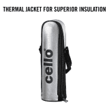 cello Lifestyle Flask | 500ml | Vacusteel Water Bottle with Thermal Jacket | Silver