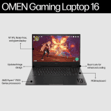 HP OMEN Gaming Laptop | AMD Ryzen 7 7840HS | 32GB RAM | 1 TB SSD 8GB RTX 4060 GPU | Shadow Black | 16-xd0017AX