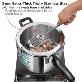 Hawkins Triply Stainless Steel  Pressure Cooker | 4.5 L |  Inner Lid Induction Bottom | HSST4