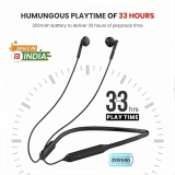 Portronics Harmonics Z5 Wireless Bluetooth Stereo Neckband | 33 Hour Playtime | 14.2mm Dynamic Driver | Black | POR 1774