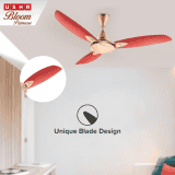 Usha Bloom Primrose Ceiling Fan | 1250 mm | 3 Blade Ceiling Fan | Sparkle Gold Cherry