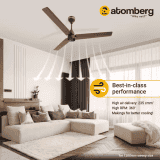 Atomberg Renesa Ceiling Fan | 1200 mm | 3 Blade | BLDC Ceiling Fan with Remote Control & LED Indicators | Matt Brown