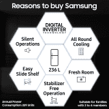Samsung Digital Inverter Frost Free Double Door Refrigerator | 236 L | 3 Star | Elegant Inox | RT28C3053S8/HL