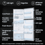Samsung Digital Inverter Frost Free Double Door Refrigerator | 236 L | 3 Star | Elegant Inox | RT28C3053S8/HL