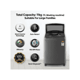 LG with Wi Fi Enabled Fully Automatic Top Load Washing Machine | 11 kg | Black | THD11SWM ABMQEIL