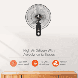 Orient Tornado Wall II Wall Fan | 450mm | Black Metal