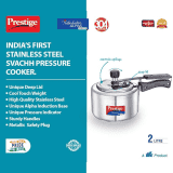 Prestige Svachh Nakshatra  Alpha Pressure Cooker | 2L | Stainless Steel | Deep Lid for Spillage Control | Silver | 20244