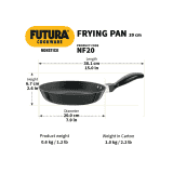 Hawkins Futura Nonstick Frying Fry Pan | 20 cm | Black | NF20