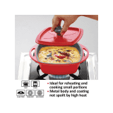Hawkins Kitchen Gift Pack | 2.25 litre | 3 Pieces Set of Die Cast Square Mini Casseroles for Cooking | Red Yellow Grey | 23DGP