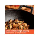 Meyer Pre Seasoned Cast Iron shallow Kadai | 30cm | Glass Lid | 48186 C