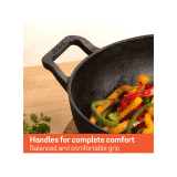 Meyer Pre Seasoned Cast Iron shallow Kadai | 30cm | Glass Lid | 48186 C