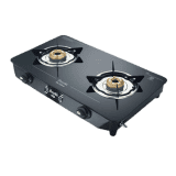 Preethi Alya 2.0 Glass Top Gas Stove | 2 Burner | Manual Ignition Bati Stand | Black