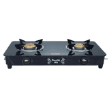 Preethi Alya 2.0 Glass Top Gas Stove | 2 Burner | Manual Ignition Bati Stand | Black