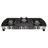 Preethi Blu Flame Blaze Glass Top Manual Gas Stove | 3 Burner