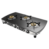 Preethi Blu Flame Blaze Glass Top Manual Gas Stove | 3 Burner