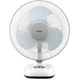 IMPEX Rechargeable Table Fan | BREEZE D3 with LED Light | 305 mm Silent Operation |  3 Blade Table Fan | White
