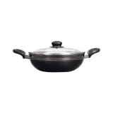 Blueberry Nonstick Kadai with Glass Lid | 3 Layer Coating | Induction Base | 3mm Thickness | 24cm