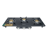 Impex AIRA Frameless Glass top Gas Stove | Black | 3 Burner
