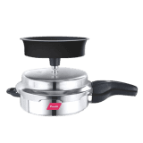 Preethi Stainless Steel Outer Lid | 3 L | Pressure Cooker with Spill Splash Shield Zero Spill  Zero Splash | Induction Base
