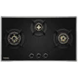 Hindware SIENA Built in Glass Automatic Hob | Dual Brass Burners | 3 Burner | 78 cm | Auto Ignition | FFD | Metal Knobs