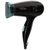 VEGA Glow Glam VHDH-26 with 2 Heat/Speed Settings and Detachable Nozzle Hair Dryer | 1000 W | Black