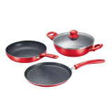Prestige Aluminum Omega Cookware Set | Red