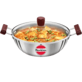 Hawkins Tri-Ply Stainless Steel Deep Fry Pan Glass Kadhai | 28 cm | 4 L | 3 mm