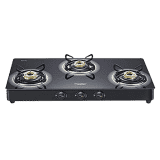 Prestige Royale Plus Schott Glass 3 Burner Gas Stove | Manual Ignition | Black
