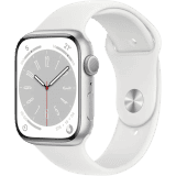 Apple Watch | MP6N3HN/A |Series 8 |  45 mm | Silver Aluminum Case with White Sport Band | GPS