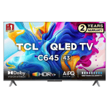TCL  | 108 cm (43 inch) | 4K Ultra HD Smart QLED Google TV 43C645 | Black