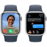 Apple Watch Series 9 | GPS 41mm Silver Aluminium Case with Storm Blue Sport Band | Silver Strap